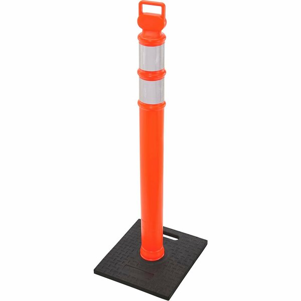Global Industrial Portable Reflective Delineator Post with Square Base, 49inH, Orange 670681